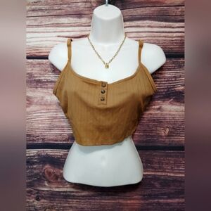 Aerie Tan Buttoned Women's Bathing Suit Top Size Large